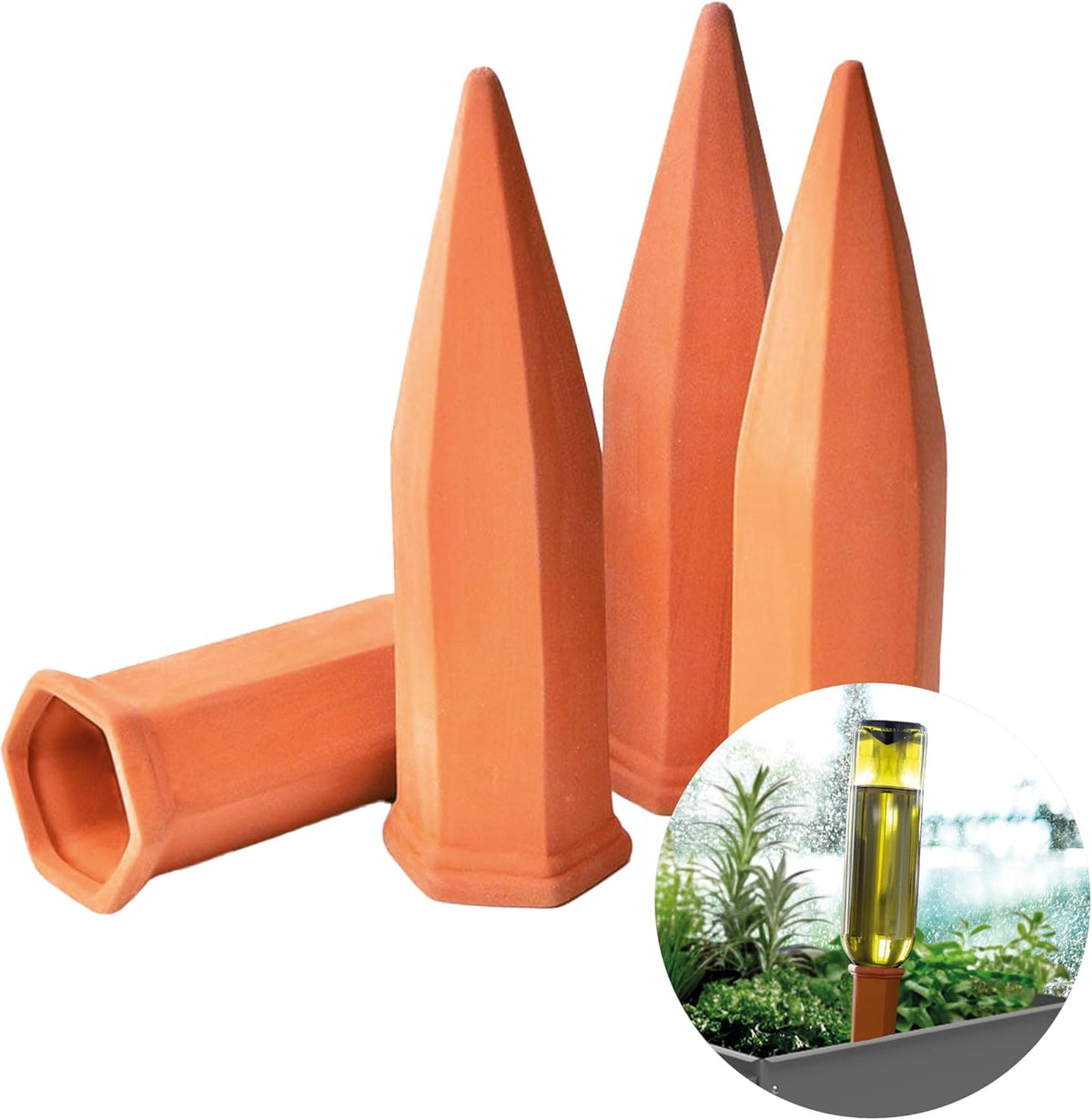 4-Pack Self-Watering Terracotta Plant Watering Stakes Automatic Drip Irrigation System for Indoor Outdoor Plants Vacation Plant Care
