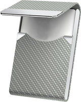 Men's Leather & Stainless Steel Magnetic Business Card Holder - Premium PU Leather & Metal Card Case - Forest Green