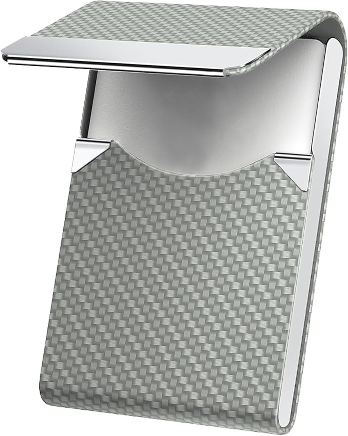 Men's Leather & Stainless Steel Magnetic Business Card Holder - Premium PU Leather & Metal Card Case - Forest Green