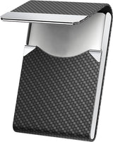 Men's PU Leather and Stainless Steel Magnetic Closure Credit Card Holder Luxury Business Card Case Black
