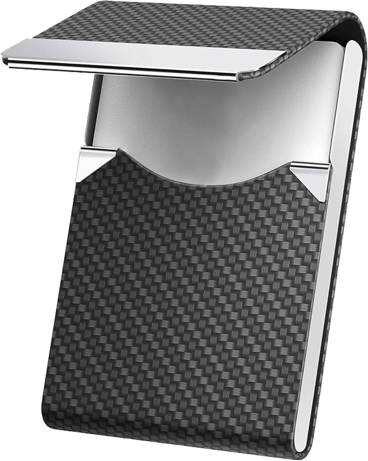 Men's PU Leather and Stainless Steel Magnetic Closure Credit Card Holder Luxury Business Card Case Black