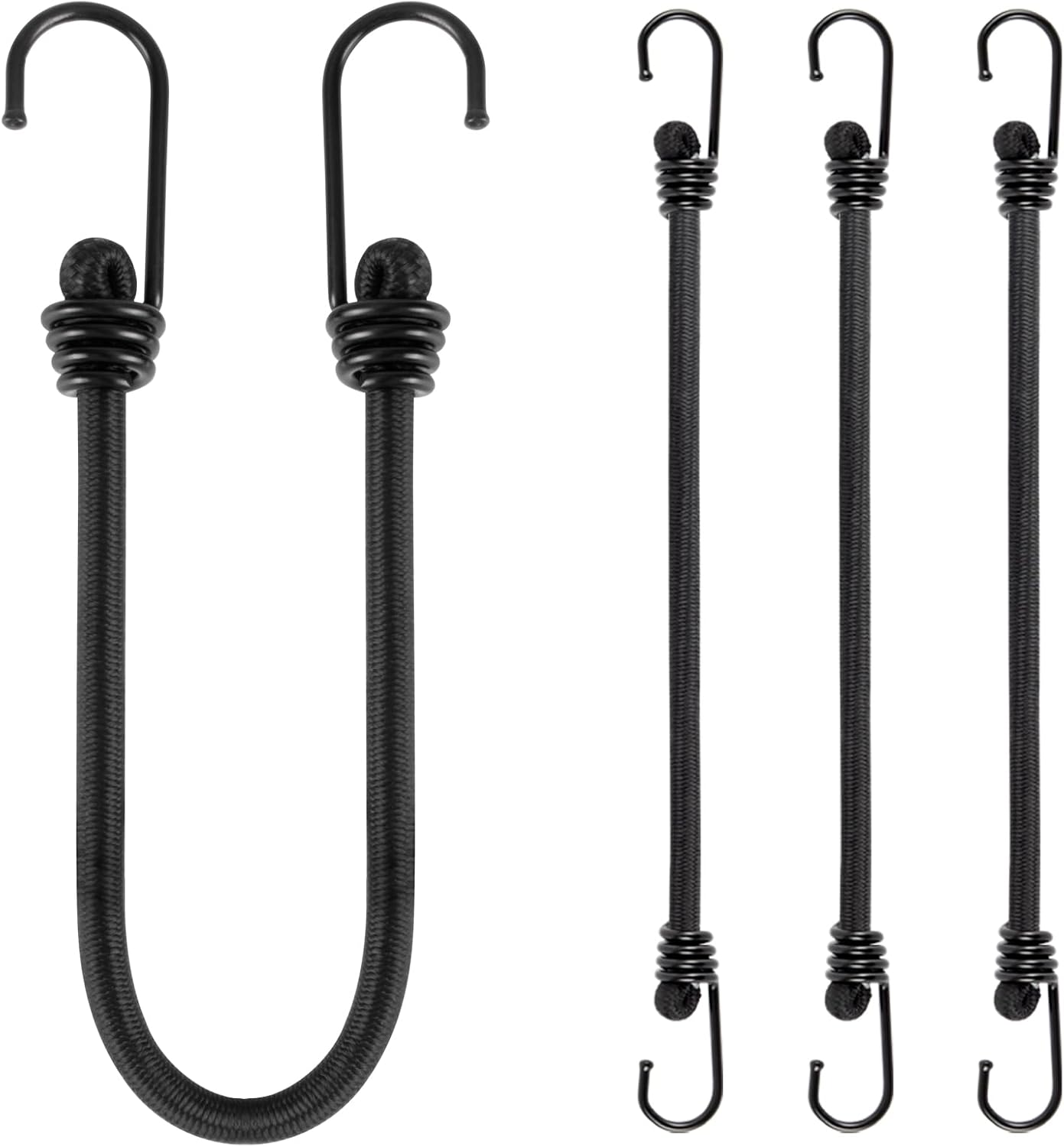 4 Pack Heavy Duty Elastic Luggage Straps with Hooks 30cm 12inch for Camping Hiking Car Bike Motorcycle