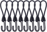 8 Pack DIY Anti-Scratch Hooks with Reflective Cord for 8mm Elastic & Bungee Cord - Ideal for Camping Trailer Bicycle