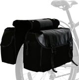 Vintage Double Bicycle Panniers Large Water-Resistant Canvas Bike Bags for E-bike & City Bike Black Set of 1