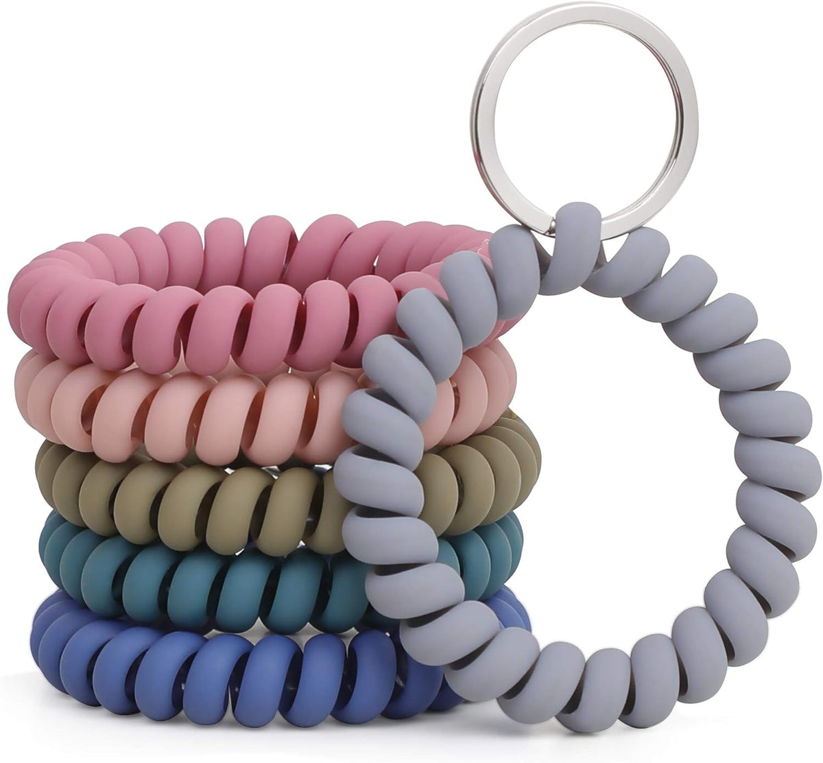 6 Pack Spiral Wristbands Adjustable Waterproof for Sports