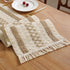 Boho Style Cotton Linen Table Runner 30x180cm Brush Design Durable Brown