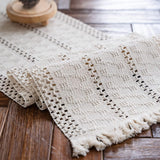 Macramé Table Runner 30x180 cm Handmade Cotton Linen Boho Style Beige Decorative Tablecloth