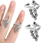 2 Pack Adjustable Yarn Guides for Crocheting & Knitting - Finger Ring Holders - Silver