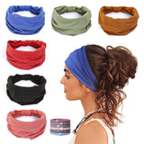 6 Pack Women's Sports Headbands Sweat Absorbent Elastic with Hair Ties for Yoga Fitness