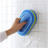 Blue Cleaning Brush with Handle Powerful Scrubber for Tiles Grout Bathroom Ergonomic Grip 14x9x7cm