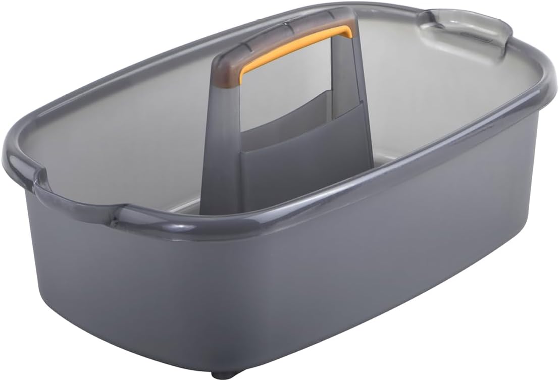 Multi-functional Storage Box with Handle 39x25x19cm Grey - Bathroom Kitchen Office Organiser Basket for Cleaning Supplies