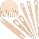 7-Delige Houten Weefset - Weefnaalden Weefspoel & Weefkam - Handweven DIY Gereedschap - Tapestry Wandtapijt Breien - Cadeau Breien Weven