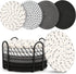 8-Piece Glass Coasters Set with Metal Holder 4 Colors Handmade Cotton Linen Heat Resistant Absorbent Kitchen Dining Table Gift