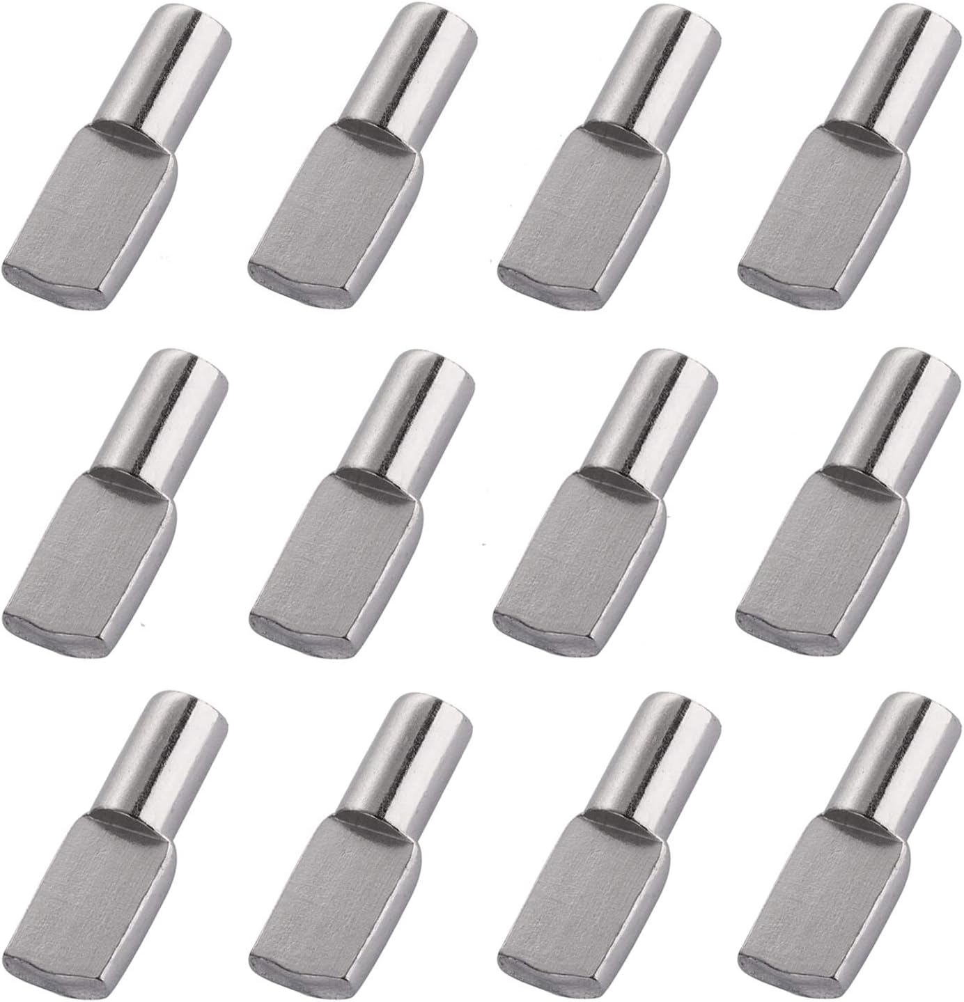 60 Silver 5mm Metal Spatula-Shaped Cabinet Support Pins for Kitchen and Wardrobe Shelves
