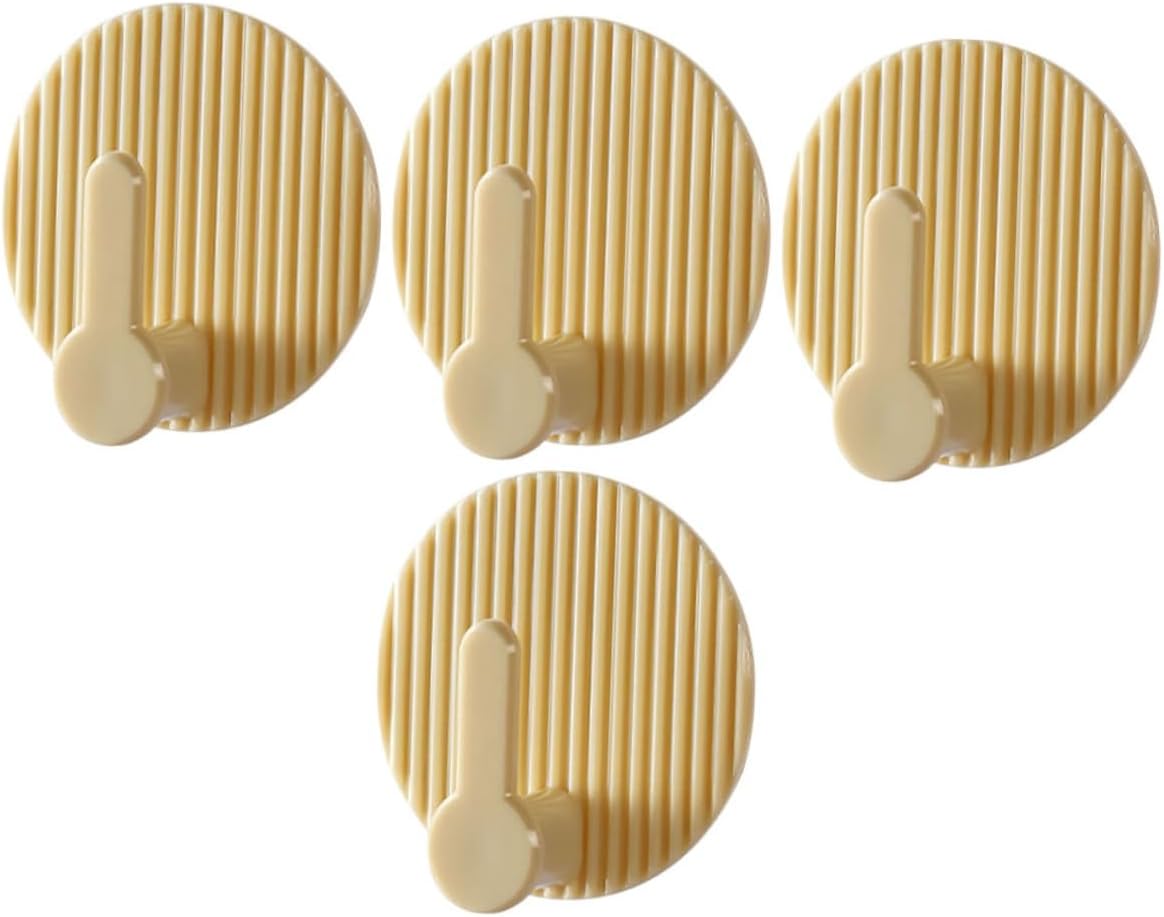 Self-Adhesive Wall Hooks 4 Pack Striped Design Beige for Bathroom Kitchen Bedroom
