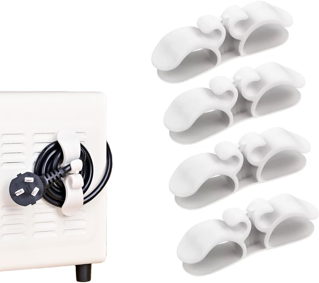 4 Pack Self-Adhesive Cable Clips - Silicone Cable Organizer for Desk & Car - Cable Holders