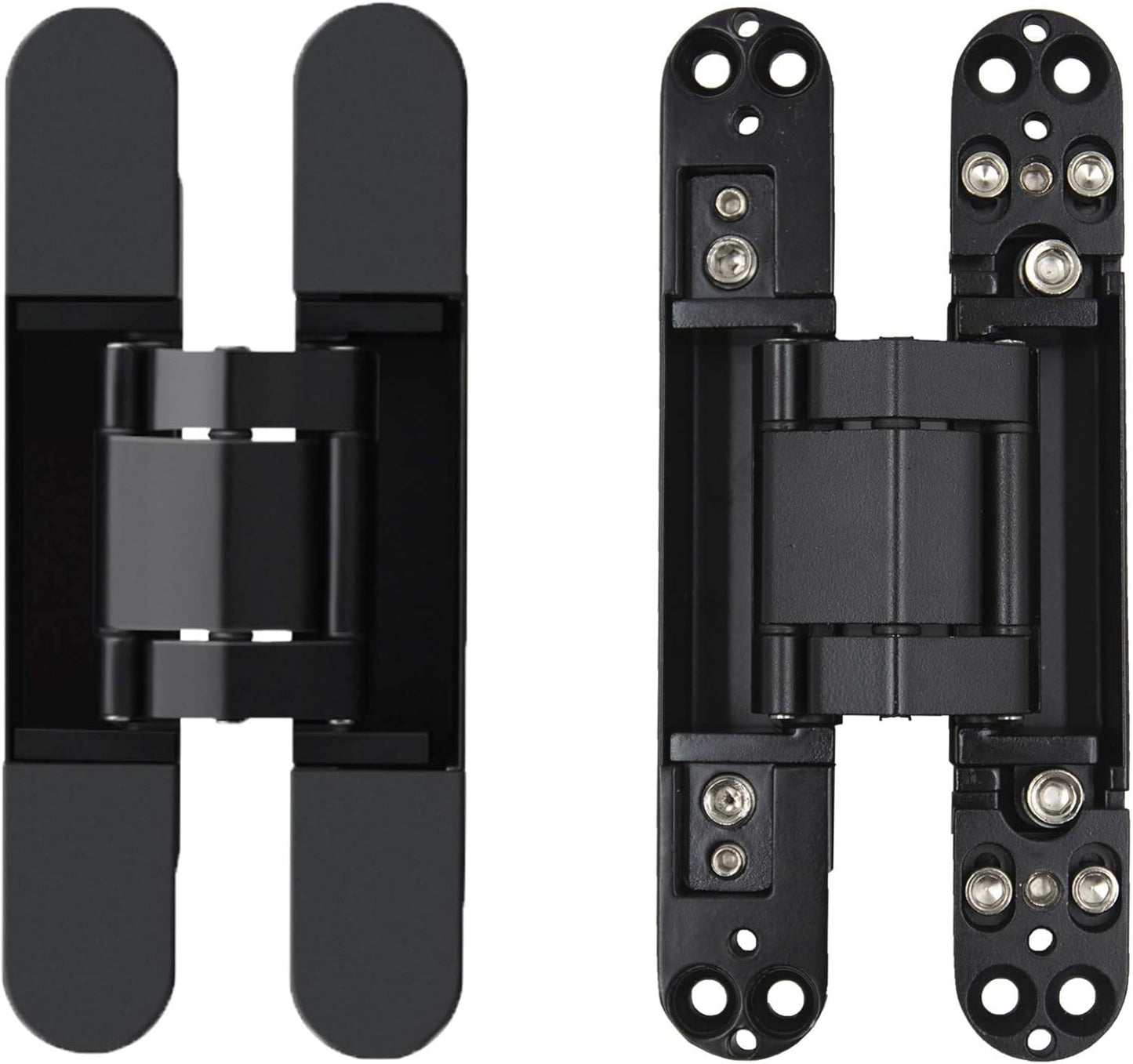 7 Inch Invisible Hinges - Black Pack of 2 (2 Count) - Modern Style - Metallic Finish - Zinc & Aluminum Alloy - 180 Degree Swing - 3D Adjustable Butt Hinge
