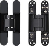 7 Inch Invisible Hinges - Black Pack of 2 (2 Count) - Modern Style - Metallic Finish - Zinc & Aluminum Alloy - 180 Degree Swing - 3D Adjustable Butt Hinge
