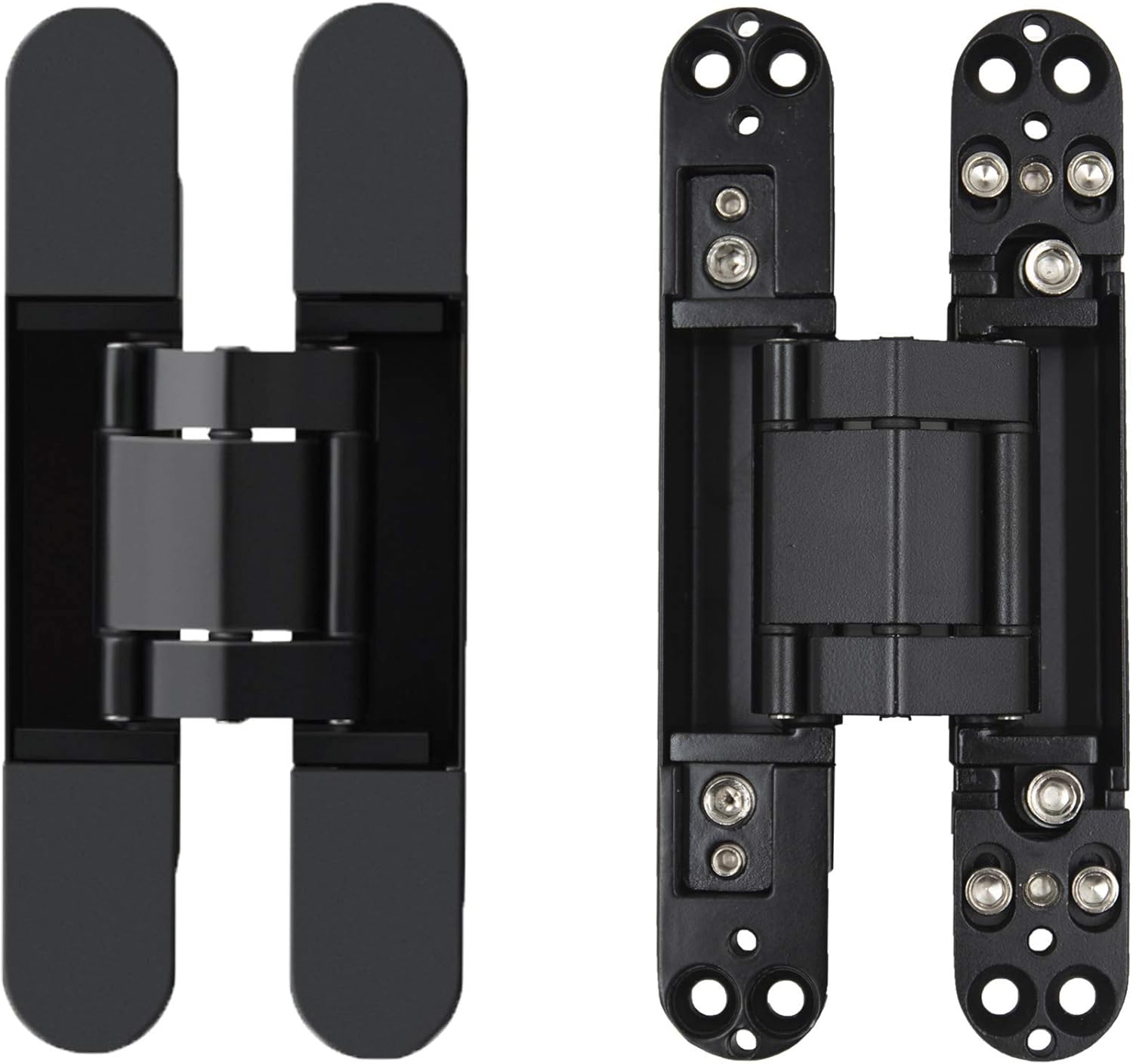 7 Inch Invisible Hinges - Black Pack of 2 (2 Count) - Modern Style - Metallic Finish - Zinc & Aluminum Alloy - 180 Degree Swing - 3D Adjustable Butt Hinge