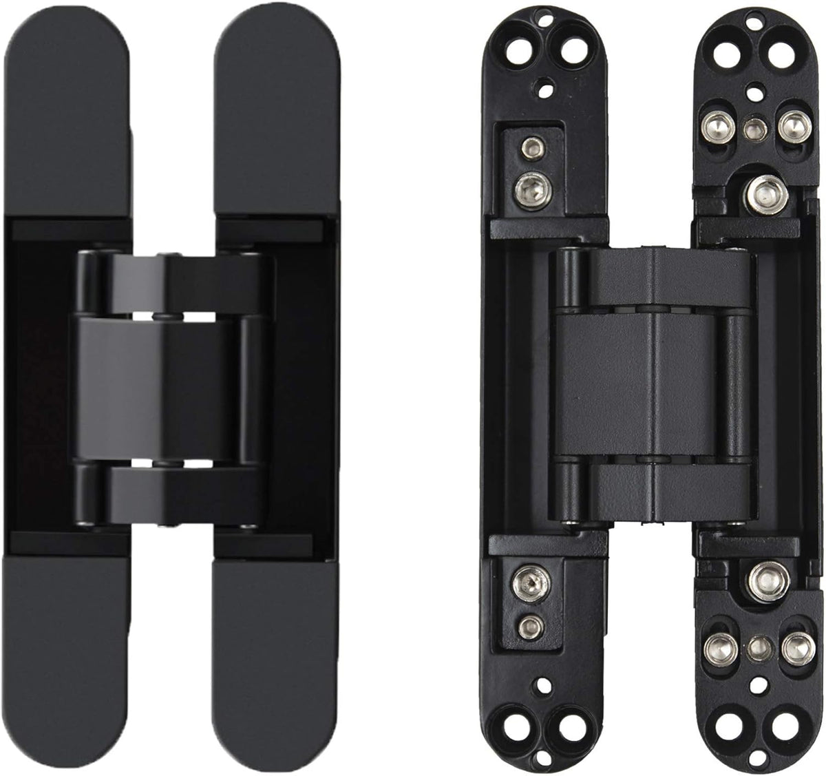 7 Inch Invisible Hinges - Black Pack of 2 (2 Count) - Modern Style - Metallic Finish - Zinc & Aluminum Alloy - 180 Degree Swing - 3D Adjustable Butt Hinge