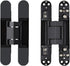 7 Inch Invisible Hinges - Black Pack of 2 (2 Count) - Modern Style - Metallic Finish - Zinc & Aluminum Alloy - 180 Degree Swing - 3D Adjustable Butt Hinge