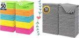 Microfiber Cleaning Cloth, 50 Pack Cleaning Rags& Grey Microfiber Cleaning Cloth -Pack of 50, 16"X12" Cleaning Rags for Housekeeping and Kitchen