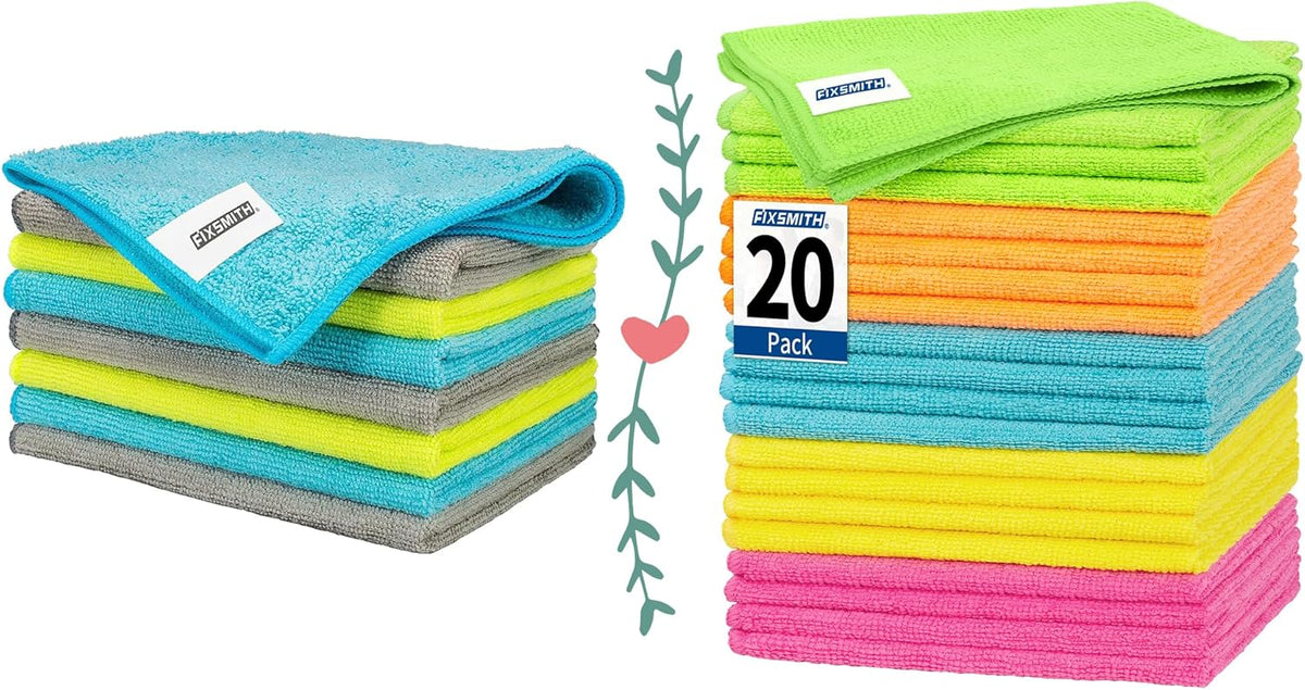 Microfiber Cleaning Cloth - Pack of 8, Size: 12 x 16 in& Microfiber Cleaning Cloth, 20 Pack Cleaning Rags, Cleaning Towels for Housekeeping
