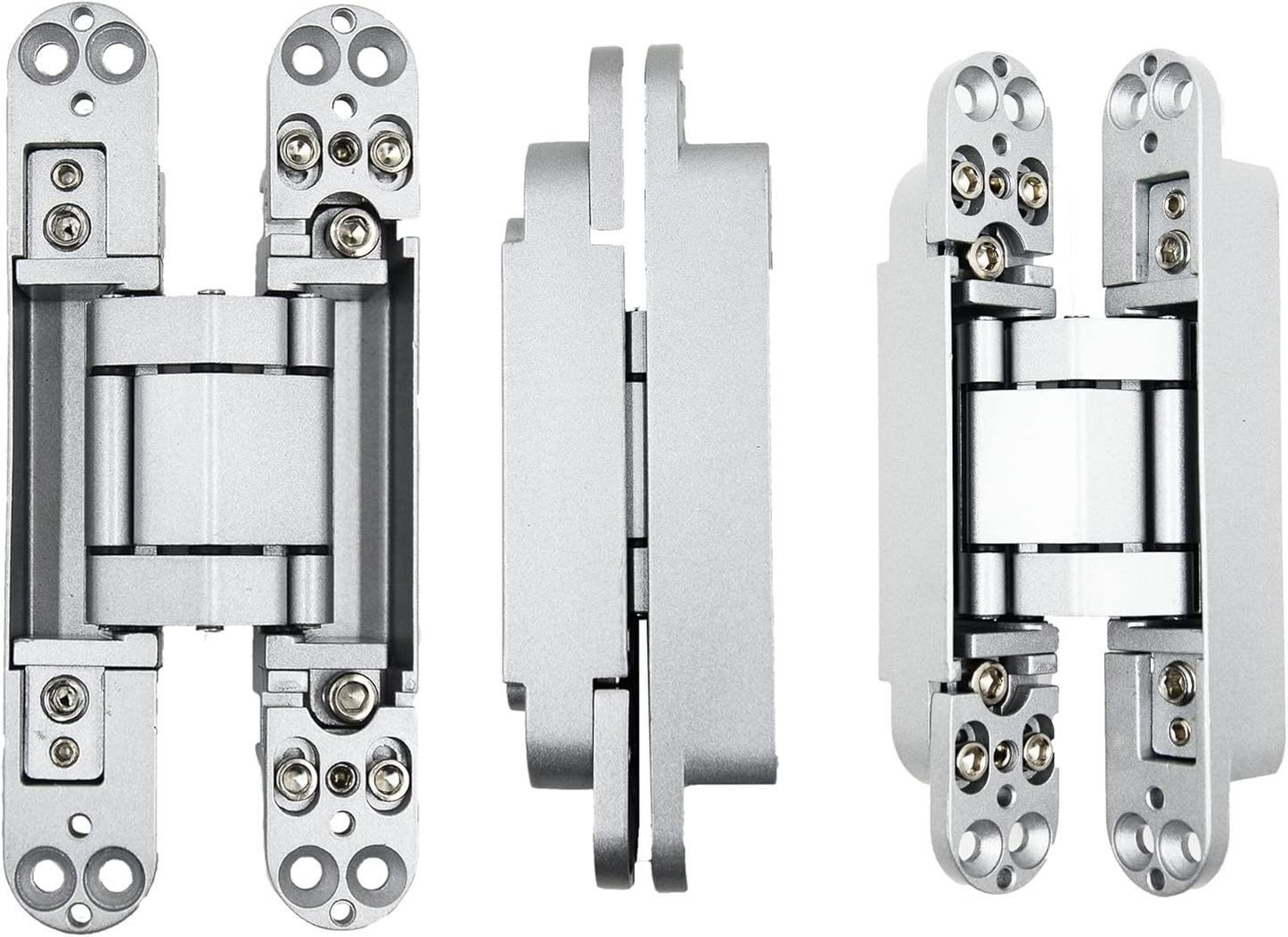 6inch Hidden Door Hinges Invisible Hinges Concealed Hinges Zinc Alloy 180 Degree Swing Hinge 3 Way Adjustable Butt Hinge 6 x 2.5 x 1 inch (Silver Pack of 3)