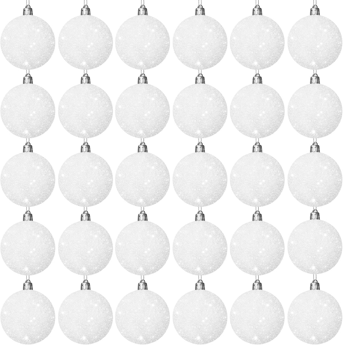 30 Pcs 2.36 Inch White Snowball Ornament,Christmas White Sparkly Ball Ornament,Christmas Tree Ball Decorations for Winter Theme Valentines Party,Holiday,Wreath