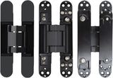 6 inch Hidden Door Hinges Invisible Hinges Concealed Hinges Zinc Alloy 180 Degree Swing Hinge 3 Way Adjustable Butt Hinge 6 x 2.5 x 1 inch (Black Pack of 3)