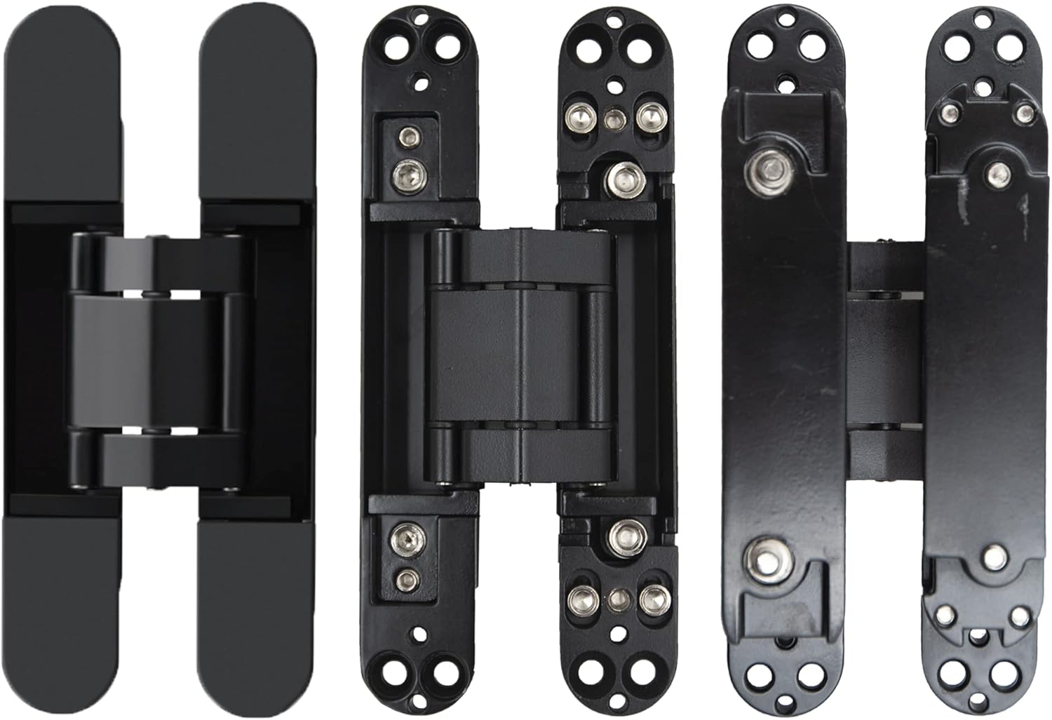 6 inch Hidden Door Hinges Invisible Hinges Concealed Hinges Zinc Alloy 180 Degree Swing Hinge 3 Way Adjustable Butt Hinge 6 x 2.5 x 1 inch (Black Pack of 3)