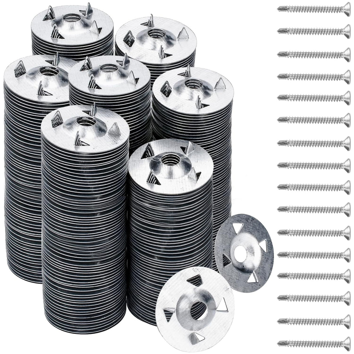 600Pcs Foam Board Fasteners - 1-1/8 Inch Metal Washers for Fixing Installation