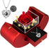 Preserved Rose Gift Box with LED Lights, Red Floral Arrangement, Romantic Jewelry Display Case for Valentine&
