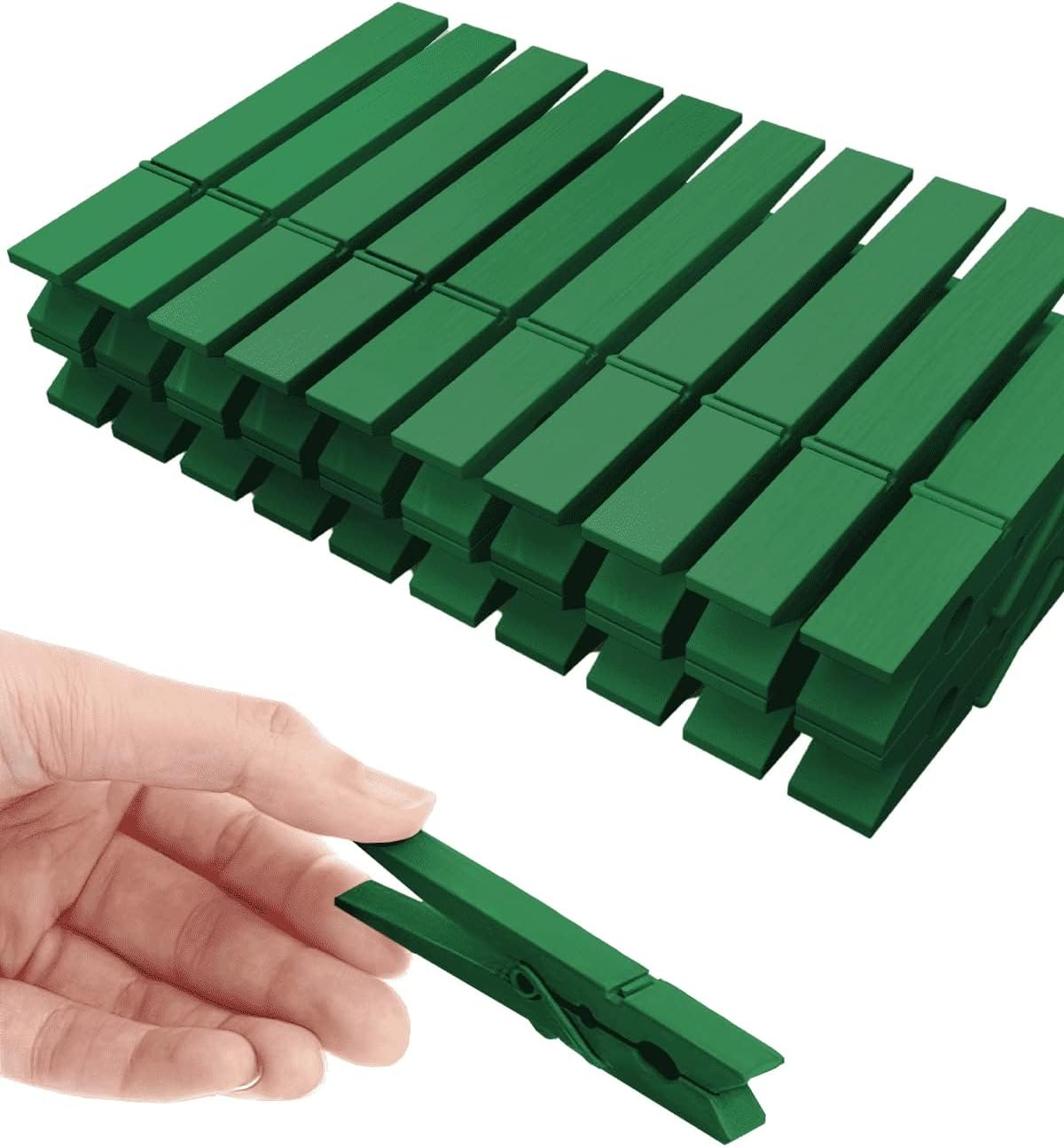 Clothes Pins, Red Green Wooden Clothespins for Arts and Crafts, Wreath, Strg Grip Close Pins Birchwood Clips Clothespin Clothing Pegs for Hanging Baby Clothing Photos, 2.83 Inch, Pack of 50