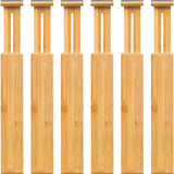 Adjustable Bamboo Drawer Dividers, Expandable Drawer Organizer for Kitchen, Bedroom, Bathroom, Dresser and Office, 6-Pack