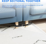 4 Pack Sectional Couch Connectors for Sliding Sofas, Non Slip Sectional Sofa Locks, Universal Sectional Couch Furniture Clips, Hook & Loop Cinch Straps with Adhesive Keep Sectional Couch Legs Together