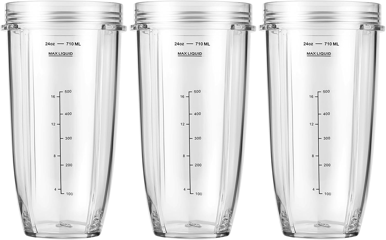 3-Pack 24oz Ninja Blender Cups, Blender Replacement Parts Compatible with Ninja Auto-iQ Series Blenders BL480 BL481 BL482 BL640 BL682 BL2012 BN801