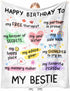 Best Friend Bestie Birthday Gifts for Women, Soft Flannel Blanket, Friend Birthday Gifts for Women Friendship, Happy Bday for Bestie BFF, 50&
