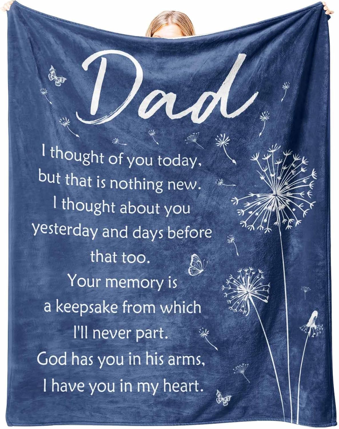 Memorial Bereavement Gifts for Loss of Dad Father, Soft Flannel Memorial Blanket for Loss of Father Sympathy, Remembrance Condolences Sympathy Gifts Idea in Memory of Dad, 50x60 inches