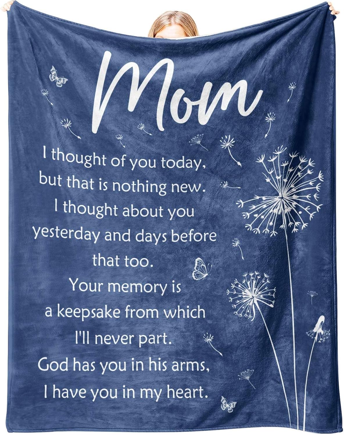 Memorial Bereavement Gifts for Loss of Mom Mother, Soft Flannel Memorial Blanket for Loss of a Mother Sympathy, Remembrance Condolences Sympathy Gifts Idea in Memory of Mom, 50x60 inches