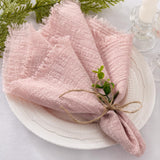 Set of 12 Linen Napkins Dusty Rose Easter Spring Cloth Napkins Washable Cotton Dinner Napkins Fringe 17"x17" for Wedding Party Bridal Baby Shower Birthday Table Decorations