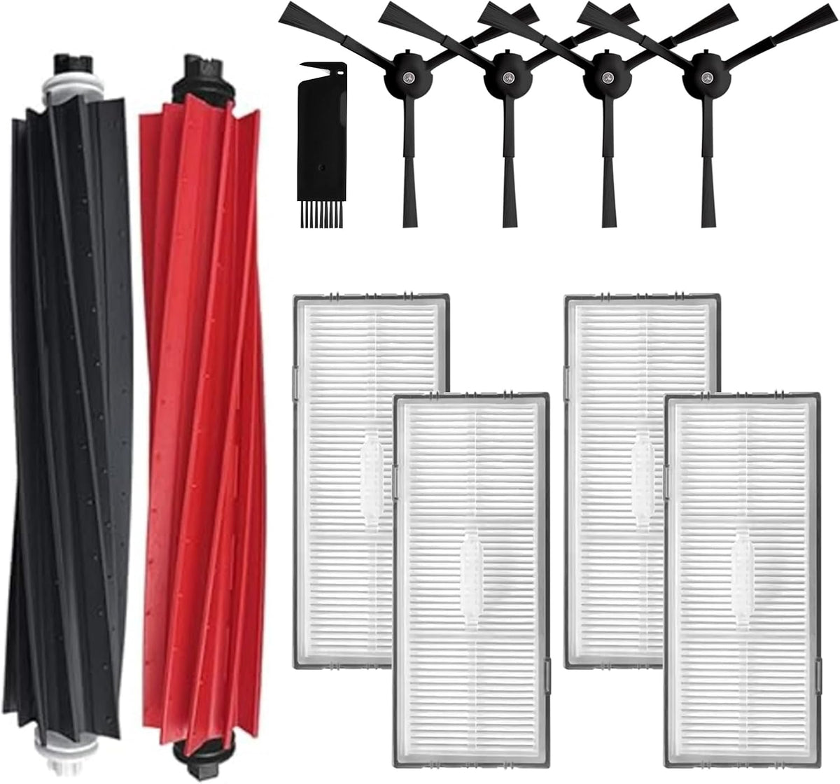 Replacement Parts Accessories Compatibale for  S8 Pro Ultra / S8 / S8+ Robotic Vacuum Cleaners Include: 1 Dual Roller Main Brush 4 Side Spin Brushes 4 Hepa Filter Attachments