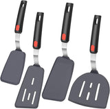 4Pcs Spatula Silicone Heat Resistant Flexible Rubber Silicone Spatulas for Nonstick Cookware, Burger Pancake Spatula Turner Large Spatulas Set for Cooking Kitchen Utensils Set Black