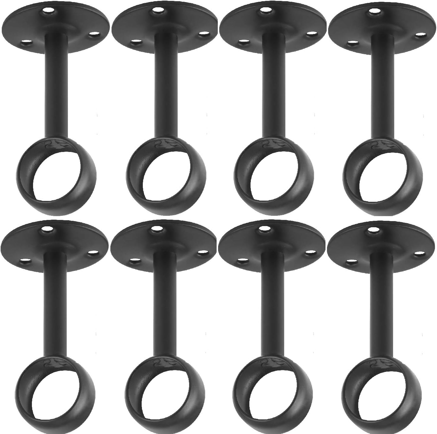 Curtain Rod Ceiling-Mount Bracket Curtain Rod Brackets Curtain Rod Holders (8 PCS, Black)