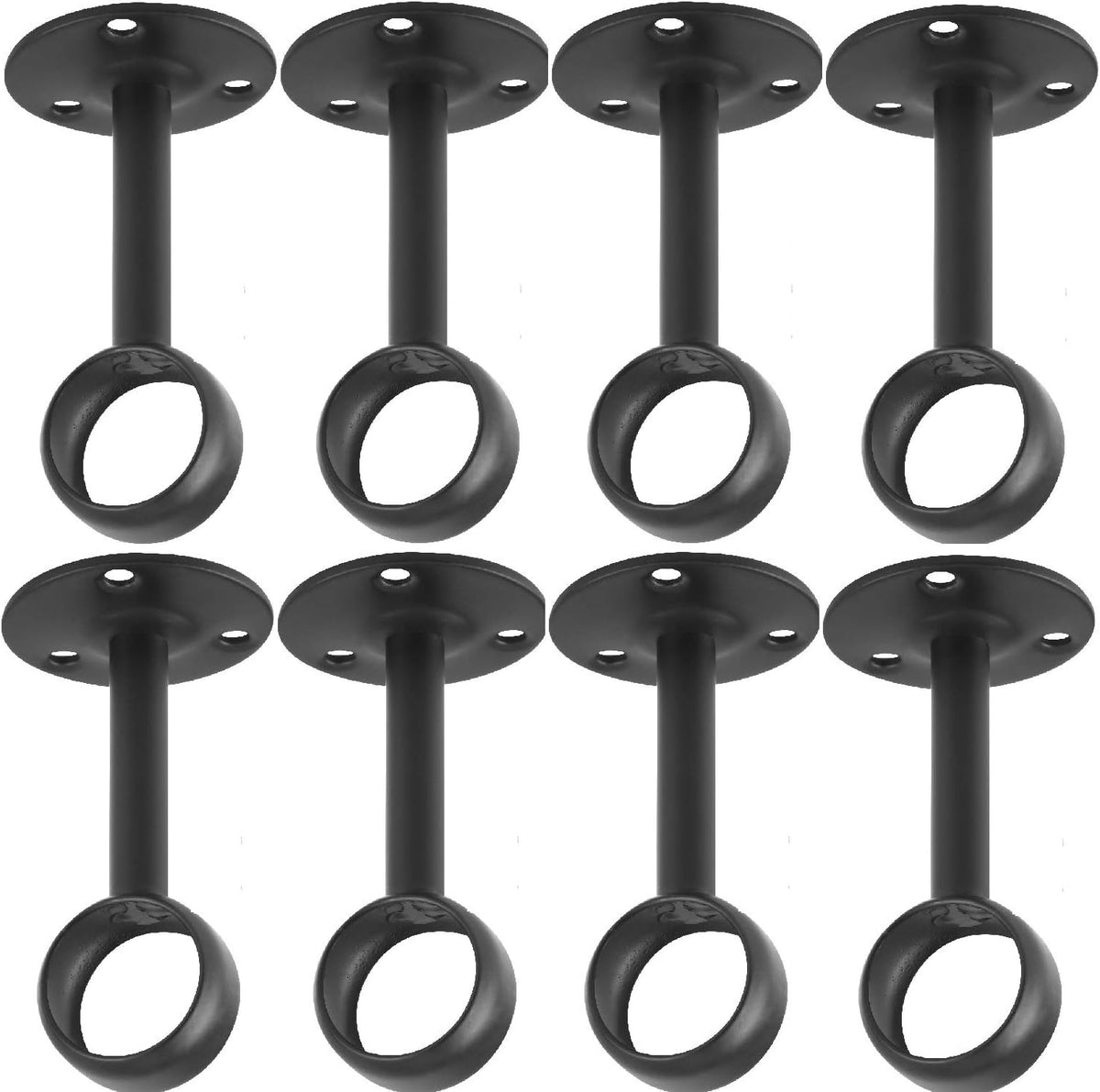 Ceiling-Mount Curtain Bracket Holders for 1 1/4-Inch Rod (8 PCS, Black)
