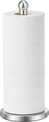 Paper Towel Holder Countertop, Paper Towel Holder with Solid Weighted Base, for Standard and Large Size Rolls (Silver)