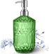 13 Oz Refillable Soap Dispenser, Glass Soap Dispenser for Dispense Hand Soap, Dish Soap, Lotion 2pack (Green)