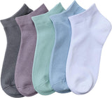 Women Bamboo Ankle Socks Ankle Length Thin Sock Odor Resistant Low Cut Sock 5 Pairs