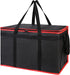 Insulated Food Delivery Bag - Hot & Cold Meal Carrier, Catering/Doordash Pizza Warmer, Grocery Tote, Cooler Bag for Parties (Black-Red, 1Pk), Ideal for Food Warming Transport