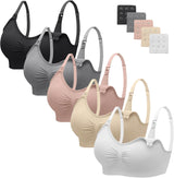 Womens Nursing Bra Seamless Breastfeeding Sleep Maternity Bra with Remove Bra Pads Extenders 5 Pack